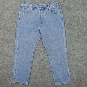 Carhartt Jeans Mens 40x30 Blue B18-STW Straight Fit Light Wash Workwear Denim